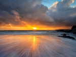 fantastic sunset over mystical beach