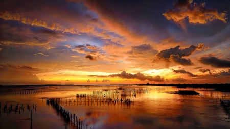 Sunset - sky, sunset, sea, clouds