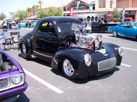 Blown Pro Street Willys - ford, classic, black, motor