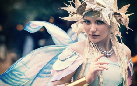 Fairy - woman, girl, blue, wings, fairy, fantasy, model