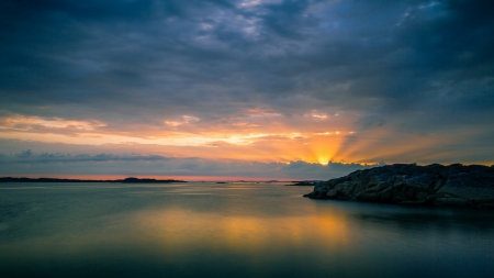 Sunset - amazing, sunset, cloud, river