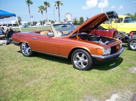 Mercedes Conv - orange, tub rear wheels, conv, custom