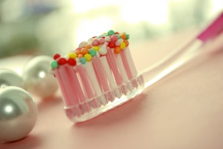 Candy Tooth Paste:) - candy, pearls, sunlight, table, still life