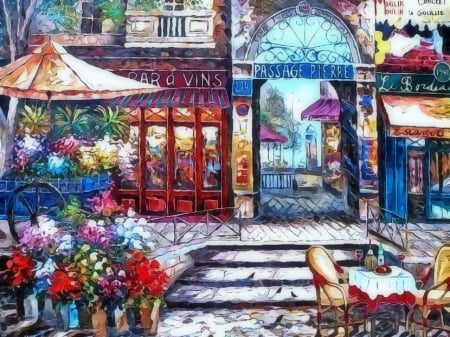 ★Passage Pierre★ - attractions in dreams, creative pre-made, paintings, cafe, digital art, spring, drawings, French streets, flowers, cities, places, seasons, most downloaded, love four seasons, travels