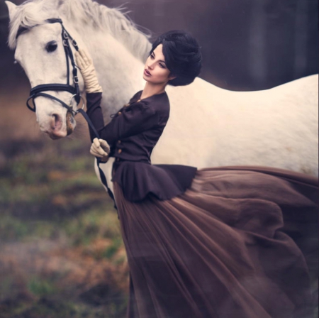 Beauty with horse - beauty, lady, horse, model