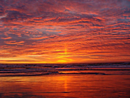 beach - reflected, water, fire, in