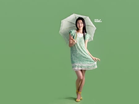 Korean girl with an umbrella - korean, short, girl, umbrella