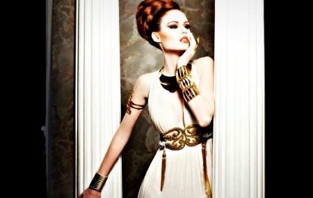 Alyssa Campanella - woman, redhead, girl, jewel, black, model, white, alyssa campanella, golden