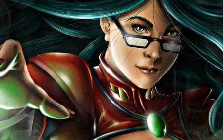 Fantasy girl - fantasy, glasses, magical, marvel, sorceress, girl, woman, green