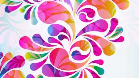 Colorful Commas - bright, colors, abstract, pink