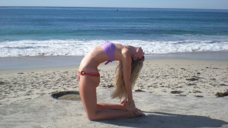 beach beauty - bikini, model, blonde, beauty, ocean, sand