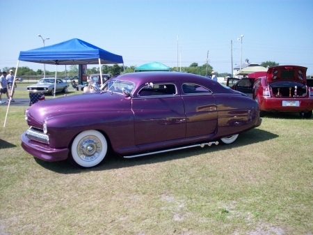 Mercury Led Sled - purple, classic, white walls, hotrod