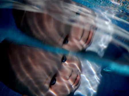 Creepy Baby Doll Underwater - doll, creepy, baby, swimming, pool, underwater