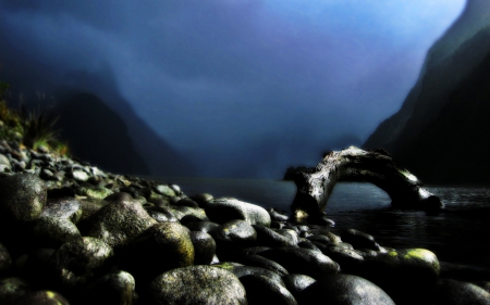 gate - nature, stones, gate, river