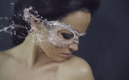 ♥ - water, girl, wet, photomanipulation, creative, mask, woman, situation, face