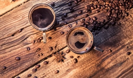 Coffee Time - cups, wooden, coffee time, coffee