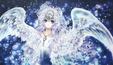 Anime - anime, wings, girl, blue