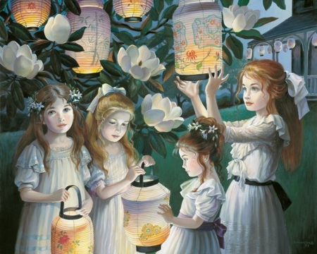 â™¥ - flowers, girls, painting, abstract