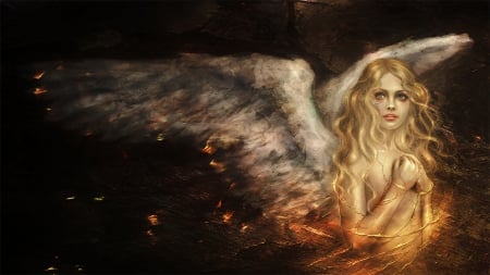 White Wings - wings, art, girl, angel