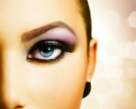 Beautiful eye - bokeh, makeup, eye, woman