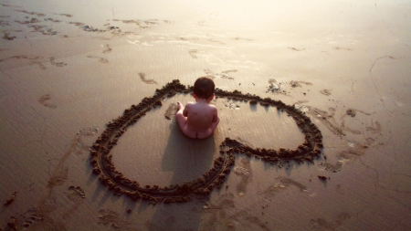 safe - safe, child, beach, heart