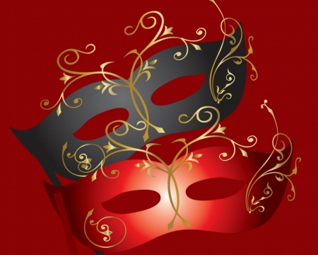 Mask - vector, art, mask, red