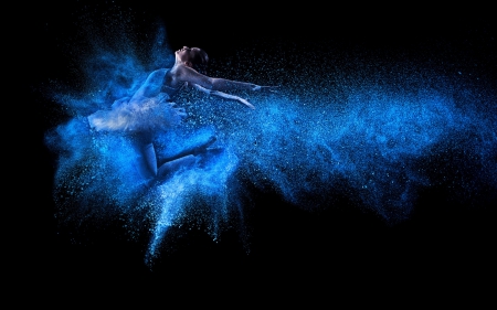 Ballerina - abstract, ballerina, blue, girl, photomanipulation, creative, black, dust, woman