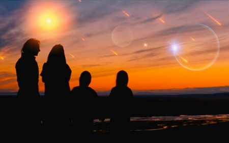 meteorit silhouette - people, shadow, meteor, sky