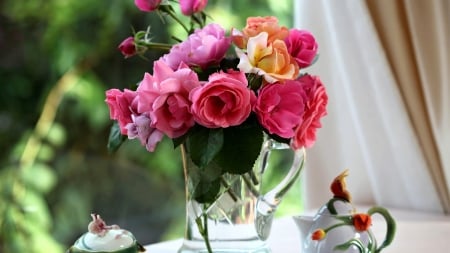 Still Life - still life, roses, pink, vase