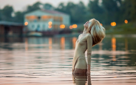 Pretty Sad - blonde, girl, pretty, river