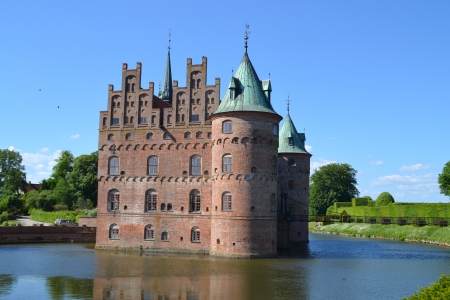 Danish castle - moat, egeskov, beautiful, denmark, castle