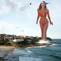 Giantess Walking along the Beach