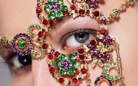 Jewel - woman, jewelry, mask, gems, eye