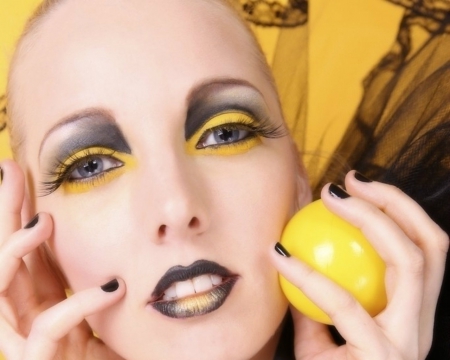 Artistic makeup - face, makeup, yellow, woman