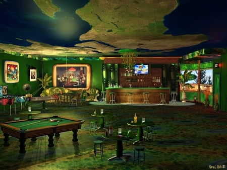 The Green Room - bar, green, pool