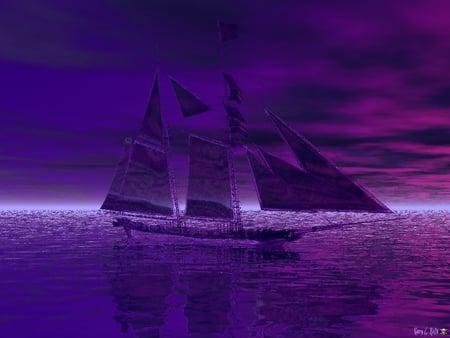 Ghost Ship - purple, boat