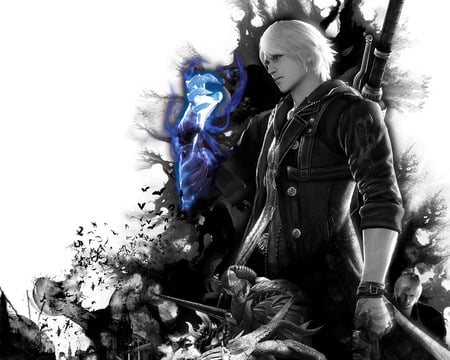 Nero (Devil May Cry 4) - black, game, devil may cry, anime, white, nero, demon