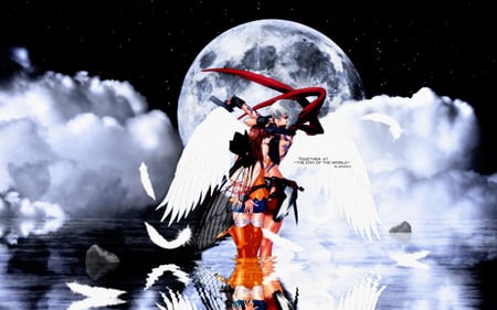 Angels At The End Of The World - jo, clouds, moon, bakuretsu tenshi, burst, angel, meg