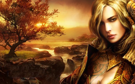 Guild Wars - widescreen, ranger, guild wars, lovely face, girl, wds, online game