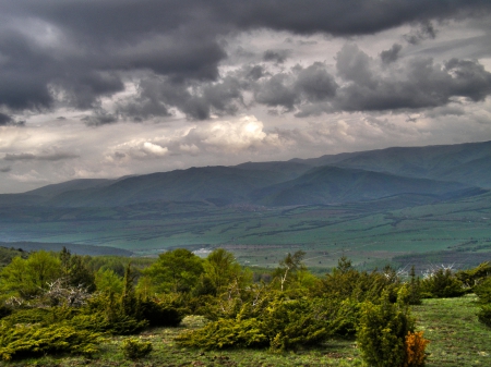 Mountain view - mountain, clouds, storm, spring