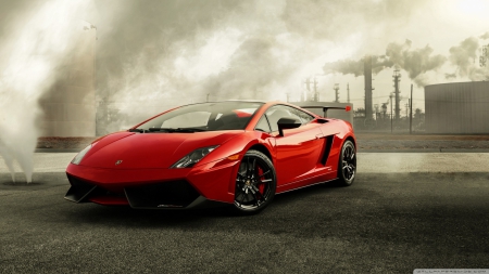 Red Lamborghini Gallardo - Lamborghini, road, car, red