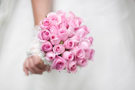 Pink bouquet of Flowers - flowers, bouquet, wedding, soft