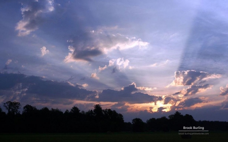 Painted sky II. - landscape, scene, sunrise, forest, dawn, sky, sun, clouds, abstract, sunlight, photography, HD, tree, sunset, rays, dusk, wallpaper