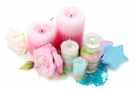 â™¥Relaxing Spaâ™¥ - bath, pink, candles, salt, spa, rose