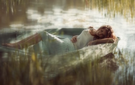 If Dreams come true - woman, dreams, lake, dreamer