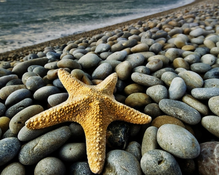 Starfish - starfish, beach, stones, sea