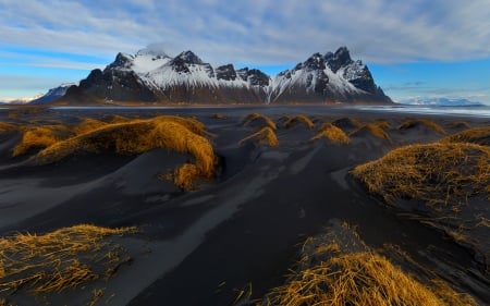 Vesturhorn, Iceland - nature, iceland, mountain, black, dunes