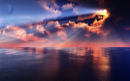 Bizarre Sky - reflections, clouds, water, formations