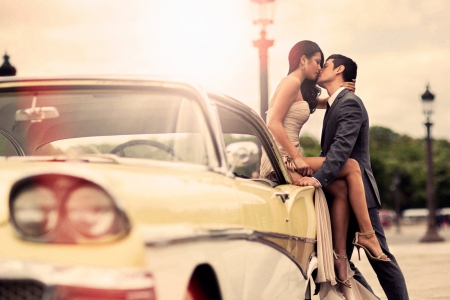 Kiss me - woman, kiss, car, man