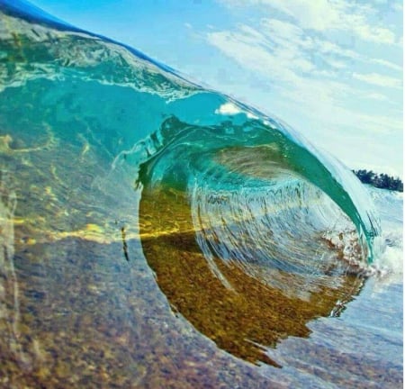 Clear wave - beach, ocean, water, clear, wave